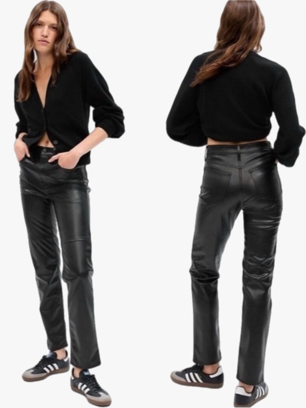 GAP Cheeky Straight High Rise Vegan Leather Black Pants Women’s Size 12